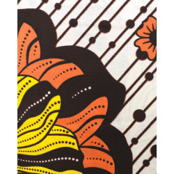 Tissu Wax Fleur Jaune Orange - Maison Klem