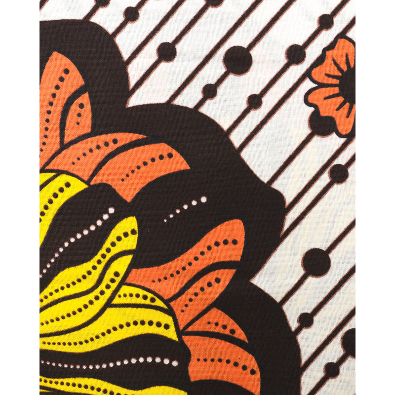 Tissu Wax Fleur Jaune Orange - Maison Klem