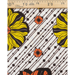 Tissu Wax Fleur Jaune Orange - Maison Klem