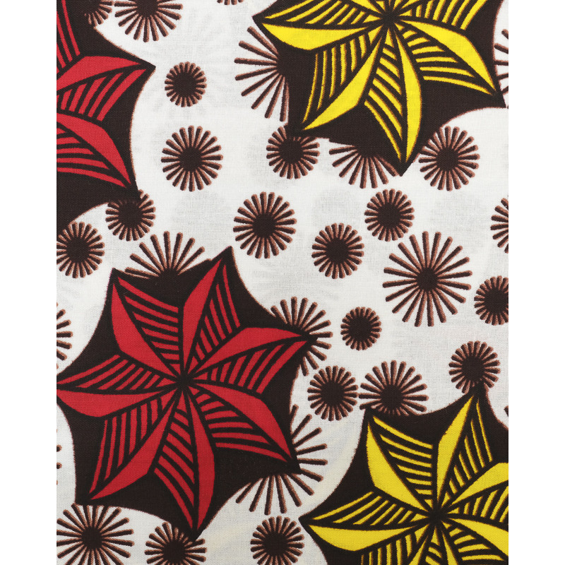 Tissu Wax Etoile Jaune Et Rouge - Maison Klem