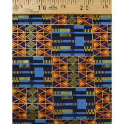 Tissu Wax Lurex Rectangle Fond Bleu - Maison Klem