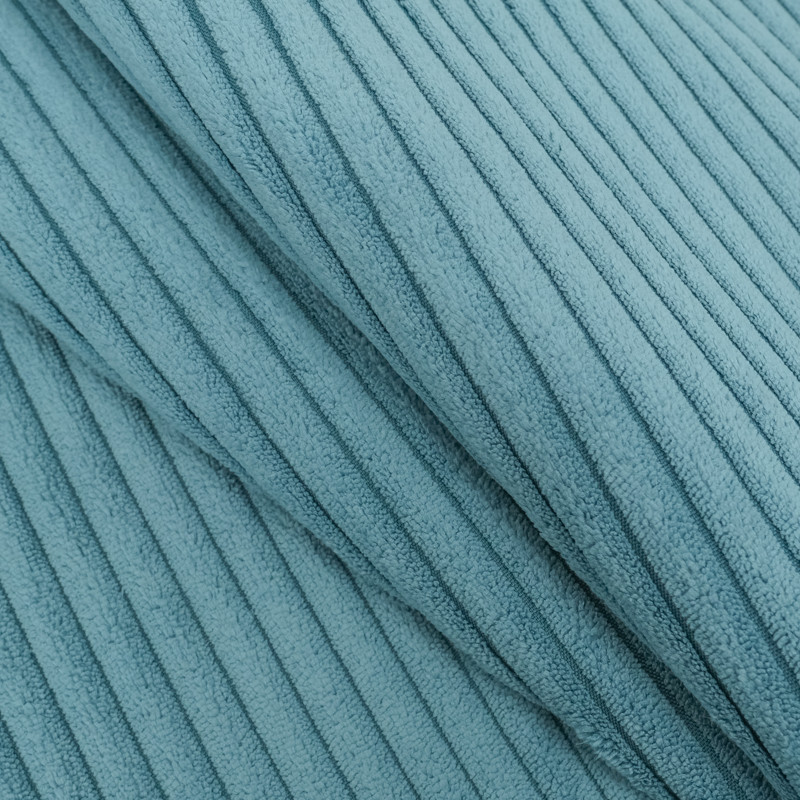 Velours Grosses Côtes Zoé Bleu Lagon - Maison Klem