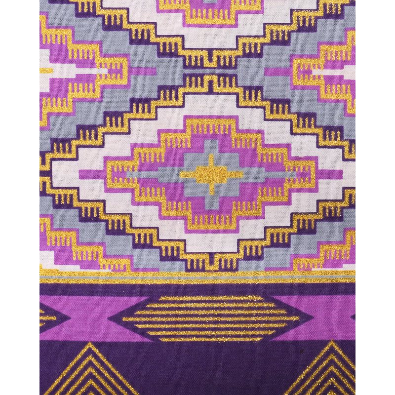 Tissu Wax Lurex Graphique Violet - Maison Klem