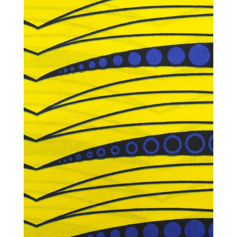 Tissu Wax Graphique Trait Jaune Et Bleu - Maison Klem