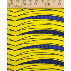 Tissu Wax Graphique Trait Jaune Et Bleu - Maison Klem