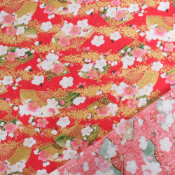 Coton Imprimé Lurex Eventails Rouge - Maison Klem