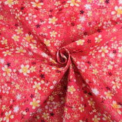 Coton Imprimé Lurex Sakura Rouge - Maison Klem