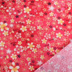 Coton Imprimé Lurex Sakura Rouge - Maison Klem