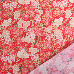 Coton Imprimé Lurex Flowers Rouge - Maison Klem