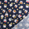 Coton Imprimé Lurex bébé chat marine