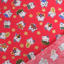 Coton Imprimé Lurex Bébé Chat Rouge - Maison Klem