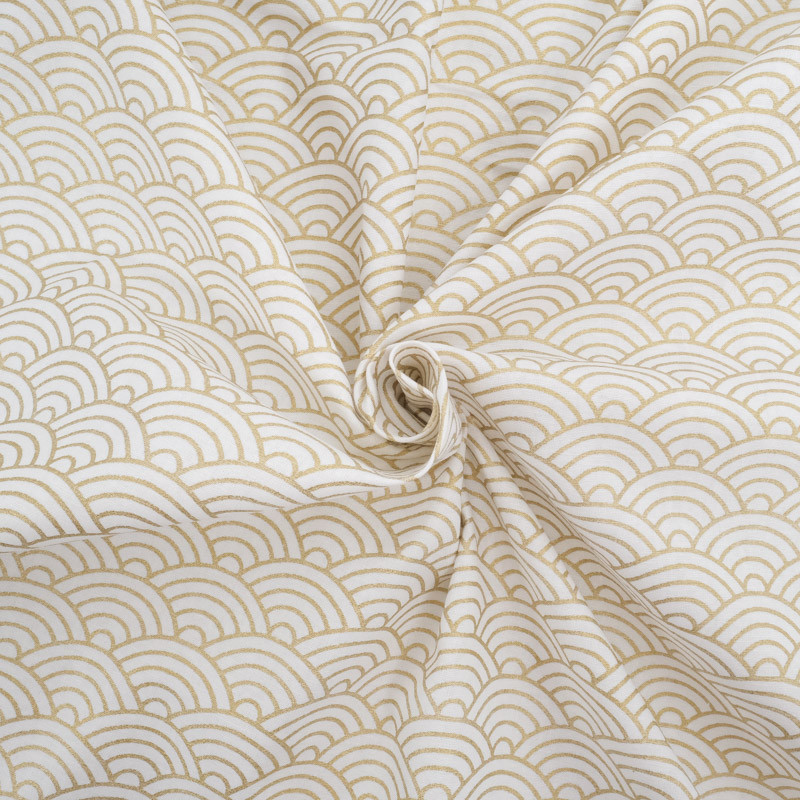 Coton Imprimé Lurex Eventails Ecrus - Maison Klem