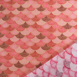 Coton Imprimé Lurex Eventails Rouges Roses - Maison Klem