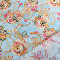 Coton Imprimé Lurex Asian Spirit Bleu - Maison Klem