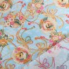 Coton Imprimé Lurex Asian Spirit Bleu - Maison Klem