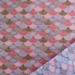 Coton Imprimé Lurex Eventails Violets - Maison Klem