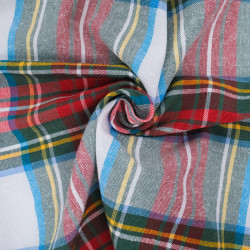 Tissu Motif Ecossais Noël Blanc Et Rouge - Mercerine