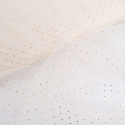 Tulle Souple Ecru Petits Pois Lurex Or - Maison Klem