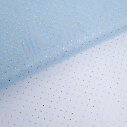Tulle Souple Bleu Petits Pois Lurex Or - Maison Klem