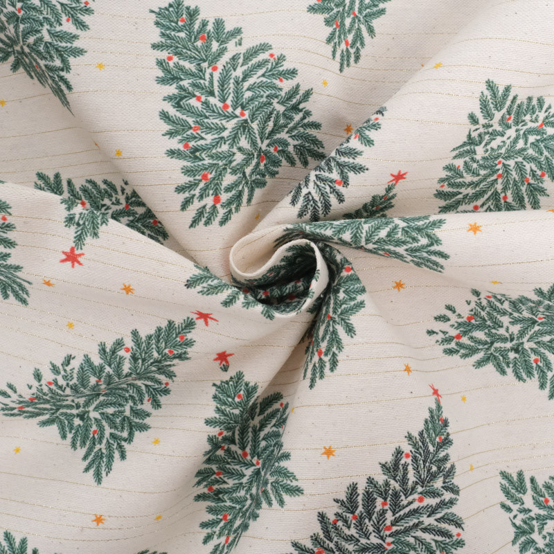 Tissu Noël Bachette Sapin de Noël Lurex Doré - Maison Klem