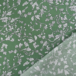 Tissu Viscose Vert Motif Fleuri - Maison Klem