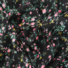 Tissu Viscose Noir Motif Fleuri Rose et Jaune - Maison Klem