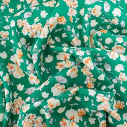 Viscose Vert Gazon Motif Fleuri - Maison Klem