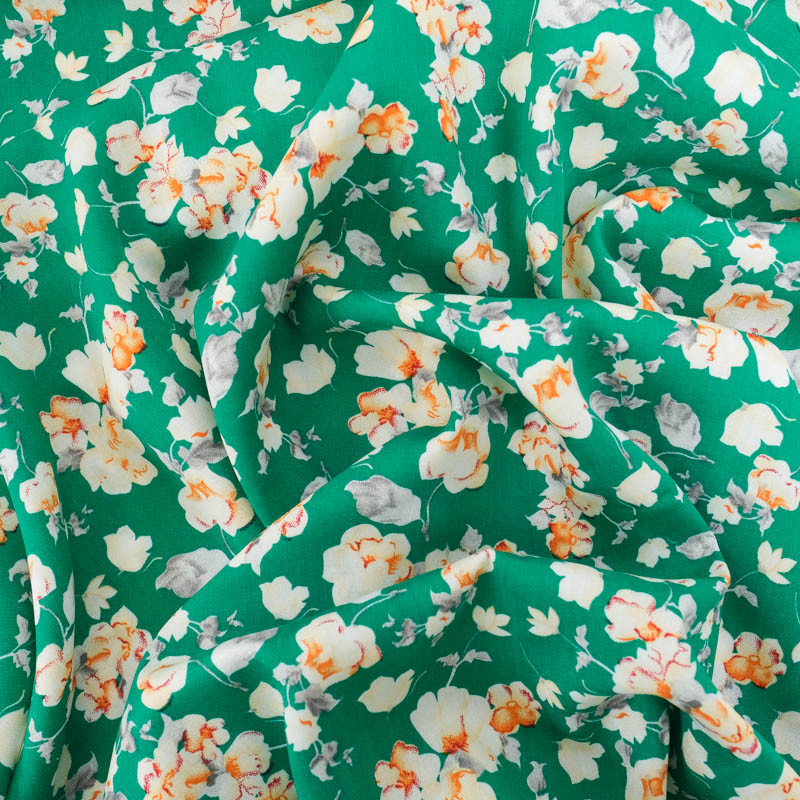 Viscose Vert Gazon Motif Fleuri - Maison Klem