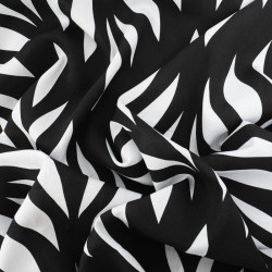 Tissu Viscose Noir Motif Grand Motif Blanc - Maison Klem
