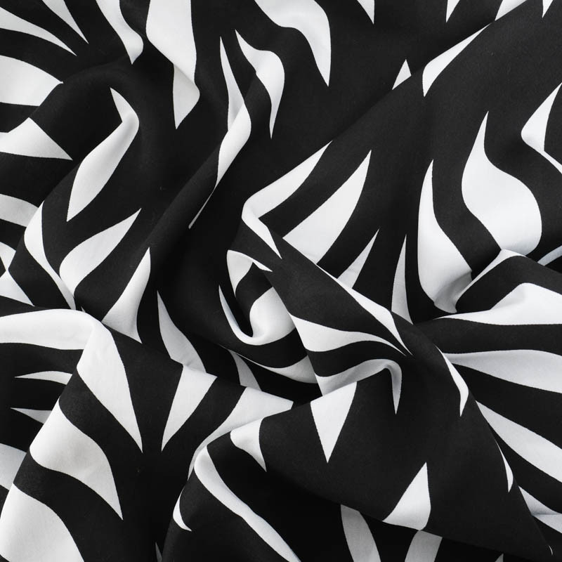 Tissu Viscose Noir Motif Grand Motif Blanc - Maison Klem