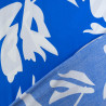 Tissu Viscose Bleu Electrique Motif Abstrait Blanc - Maison Klem