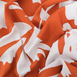 Viscose Brique Motif Abstrait Blanc - Maison Klem