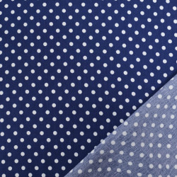 Viscose Bleu Marine à  Pois Blancs - Maison Klem