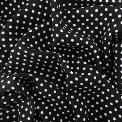 Tissu Viscose Noir à Pois Blancs - Maison Klem