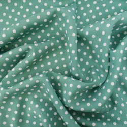 Tissu Viscose Vert Menthe à Pois Blancs - Maison Klem