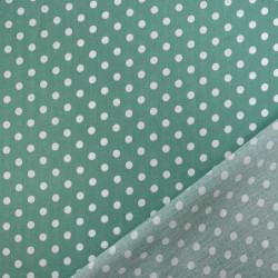 Tissu Viscose Vert Menthe à Pois Blancs - Maison Klem