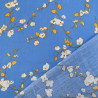 Tissu Viscose Bleu Motif Fleurs de Cerisier - Maison Klem