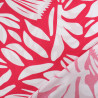Viscose Framboise Motif Feuillage Blanc - Maison Klem