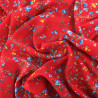 Viscose Rouge Motif Fleuri Bleu - Maison Klem
