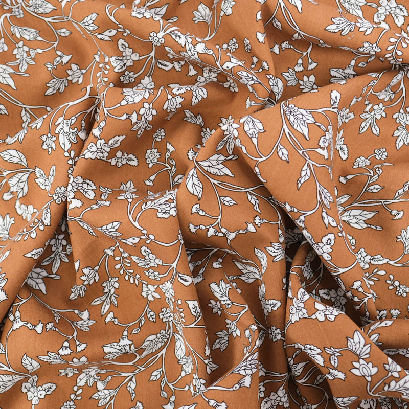 Viscose Noisette Motif Fleuri - Maison Klem