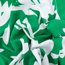 Viscose Vert Gazon Motif Abstrait Blanc - Maison Klem