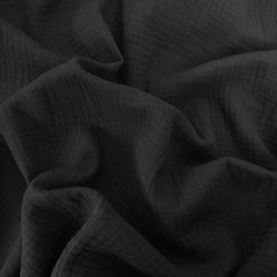 Tissu Triple Gaze de Coton Noir - Oeko-Tex - Maison Klem