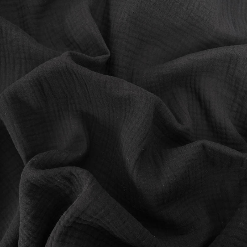 Tissu Triple Gaze de Coton Noir - Oeko-Tex - Maison Klem