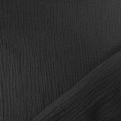 Tissu Triple Gaze de Coton Noir - Oeko-Tex - Maison Klem