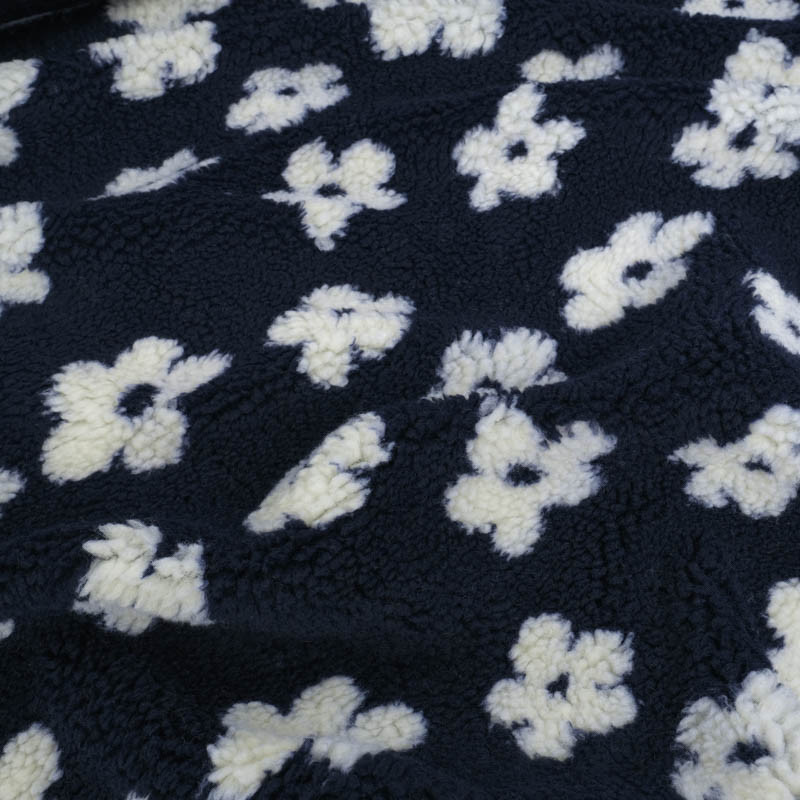 Tissu Sherpa Bloom - Bleu Marine - Maison klem