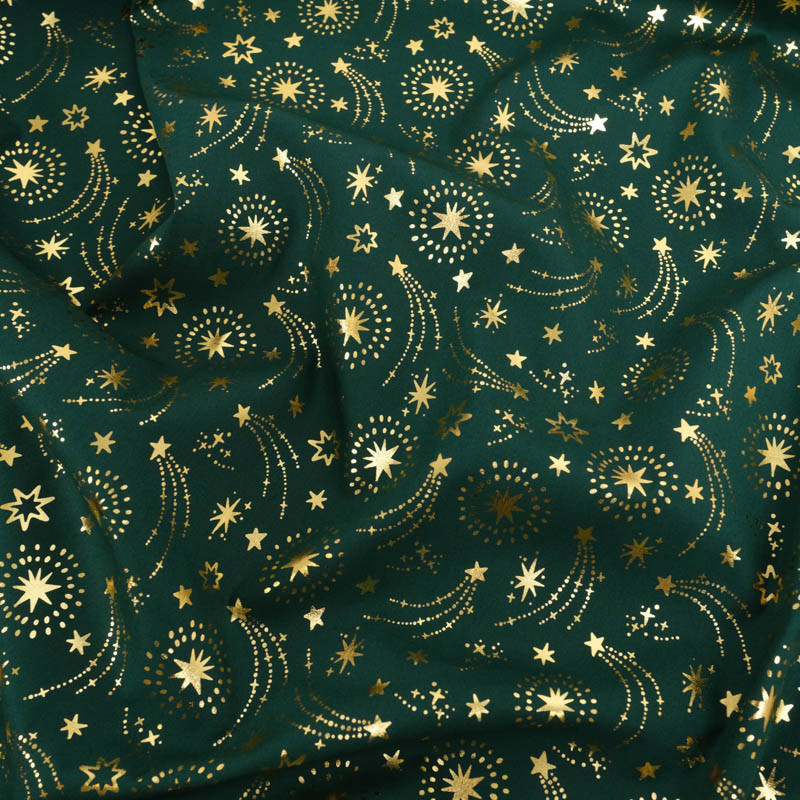 Tissu Noël Motifs dorés - Maison Klem Tissu Noël Motifs dorés - Maison Klem