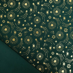 Tissu Noël Vert Etoiles Filantes Dorées - Maison Klem