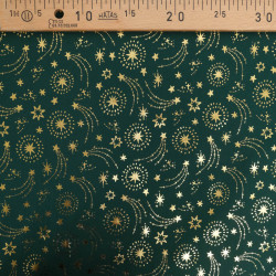 Tissu Noël Vert Etoiles Filantes Dorées - Maison Klem