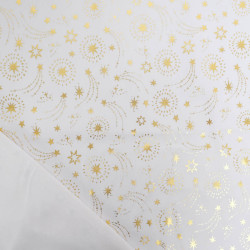 Tissu Noël Blanc Etoiles Filantes Dorées - Maison Klem