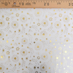 Tissu Noël Blanc Etoiles Filantes Dorées - Maison Klem